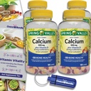 Izvēles Bundle Spring Valley Kalcijs 500 mg Plus D vitamīns 25 μg Kaulu veselības Uztura bagātinātāji Gumijas, 100 Ct 4 pk (400 Kopā) + Vitamīnu Guide un Pill konteineru (6 Vienības)!