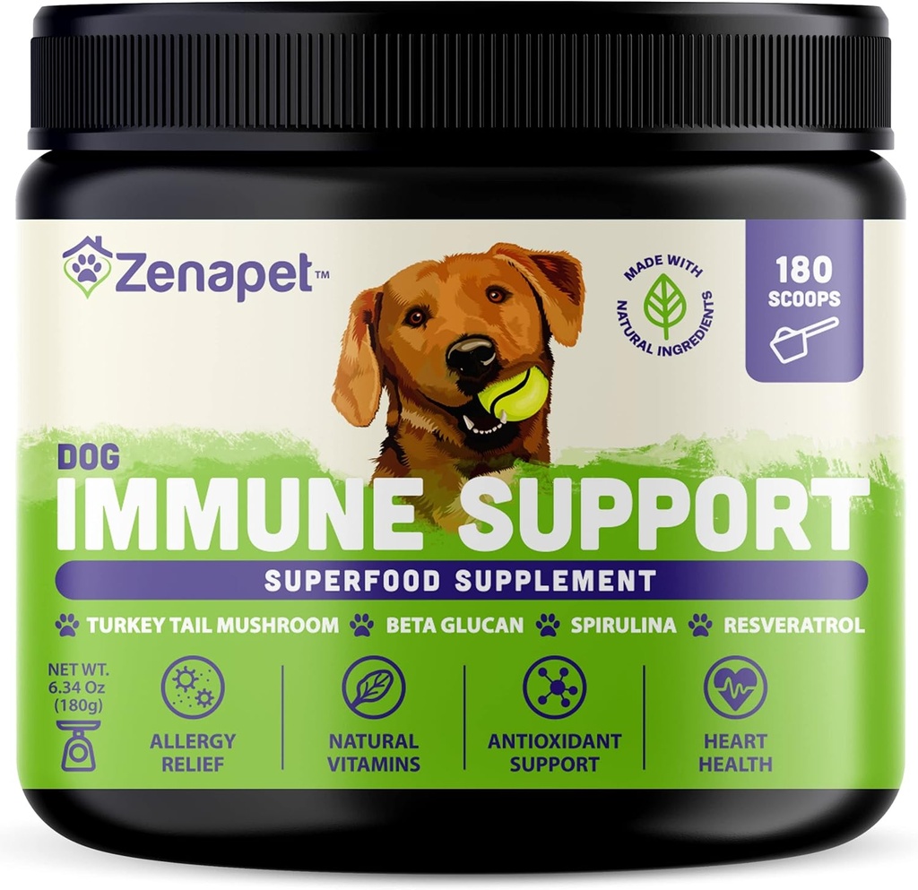 ZENAPET suns Imūnsupport Premium pulveris Topper, Turcija Aste, Spirulina un Beta-Glucan, atbalsta veselīgu imūno sistēmu un gremošanas, cilvēka pakāpes, ražots ASV
