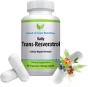 Trans-Resveratrol Papildinājums - Organiskās kapsulas – Vegan piedevas sievietēm un vīriešiem, Dabīgs antioksidants, Polifenolu Papildinājums, Antinovecošanās - 60 kapsulas, 600mg, 30 dienu piegādes