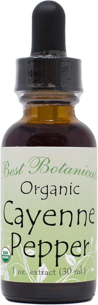 Labākā botānika Organic Cayenne Pepper Extract 1 oz. 160 000 MHU
