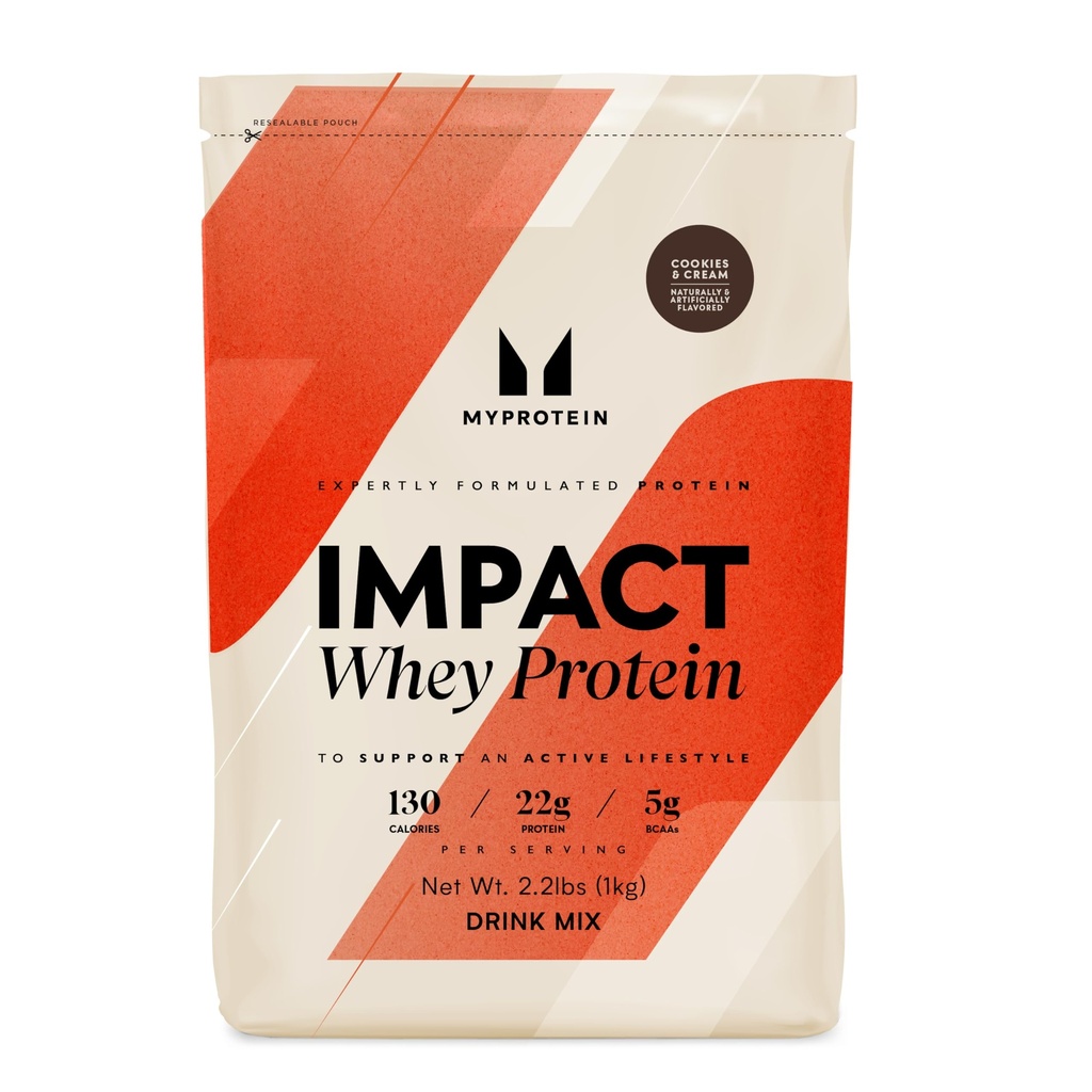 Myprotein Impact Sūkalu Olbaltumvielu pulveris, 2.2 Lbs (32 Servē) Sīkfaili & Krēms, 22g Olbaltumvielas & 5g BCAA Per Pasniedzot, Olbaltumvielas Shake augstākās veiktspējas, Muskuļu stipruma un atjaunošanās, bez lipekļa