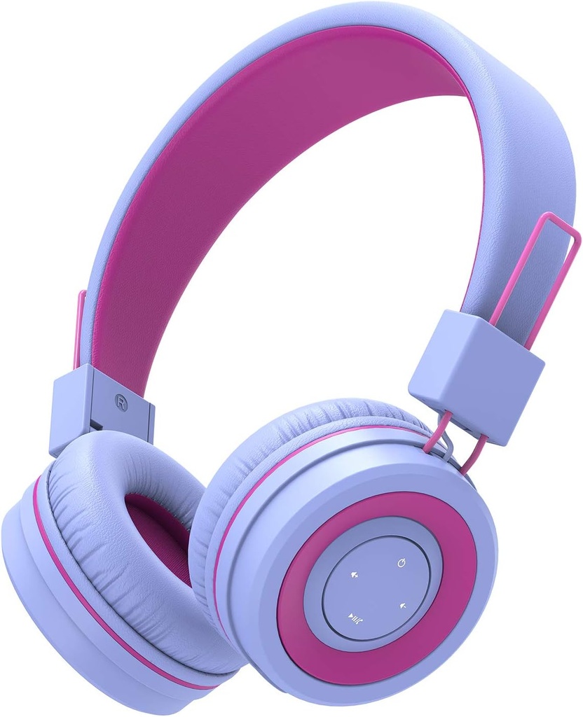 iClever BTH02 Kids Bluetooth austiņas, 93H Atskaņošanas laiks, salokāms, regulējama galvas josla, Bluetooth 5.4, bērniem bezvadu austiņas ar mikrofonu IPad/tablet/skola/ceļojums, Purple