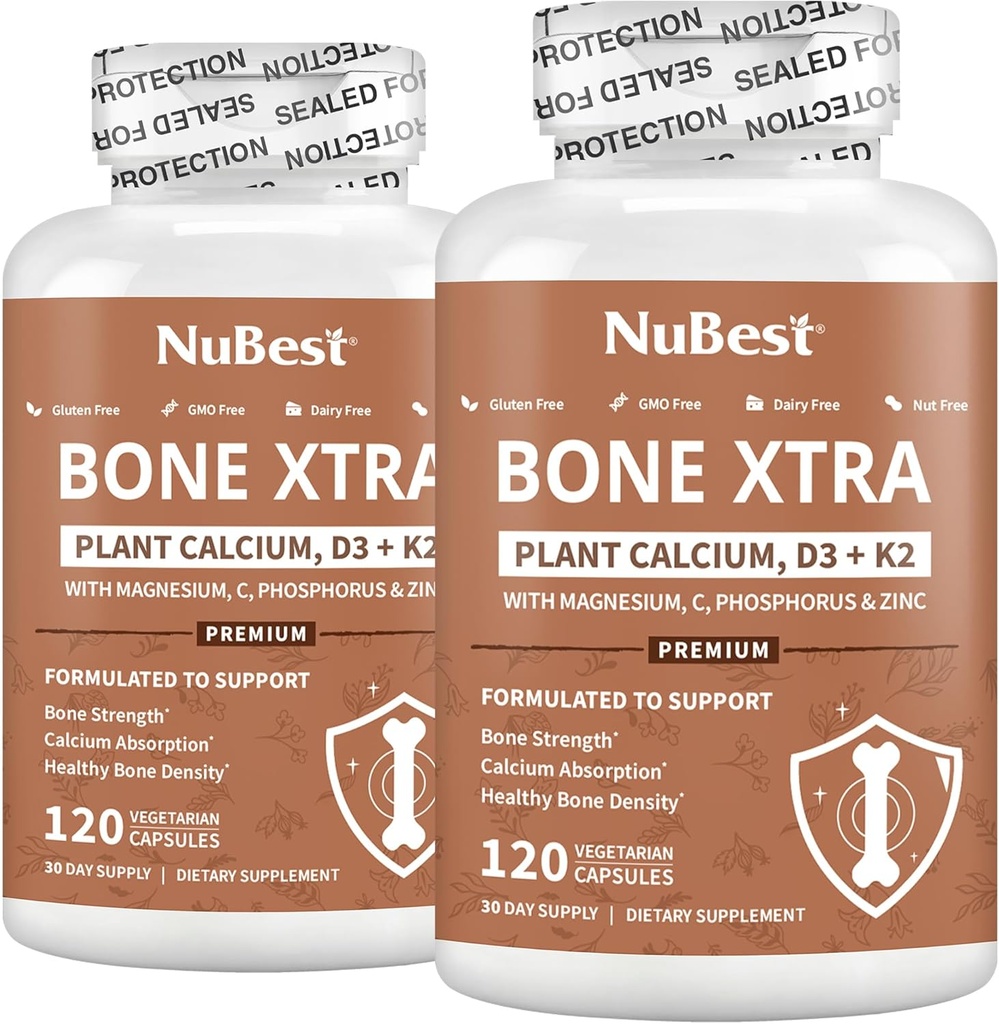 NuBest Kaulu Xtra Augu bāzes kaulu stipruma formula ar kalciju, magniju no Marine Algae, Fosfors, vitamīns C, K2, D3 - - Imunitāte un maksimālā kalcija uzsūkšanās