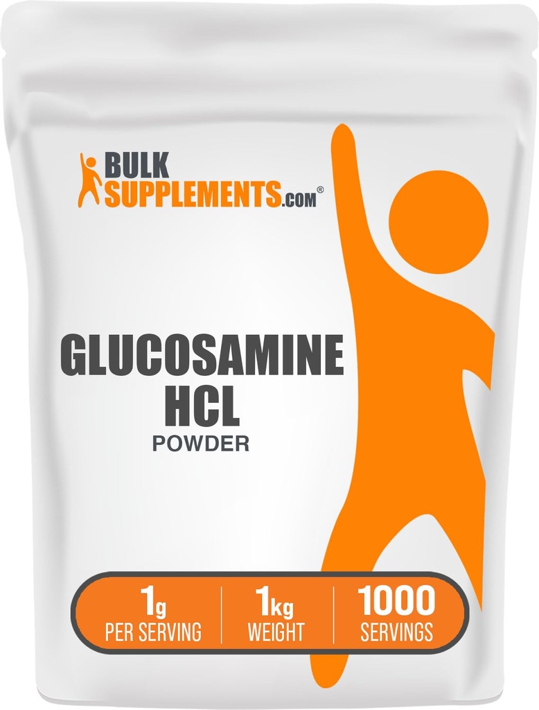 BulkSupplements.com Glikozamīna HCl pulveris - Glikozamīna papildinājums, locītavu atbalsta papildinājums - bez lipekļa, 1g uz apkalpojošo, 1kg (2,2 mārciņas) (1. iepakojums)