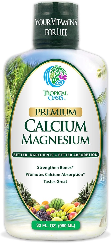 Premium šķidrs kalcija magnija citrāts - Dabiskā formula w/ atbalsts stipriem kauliem - Šķidrais vitamīnu papildinājums w/ Kalcijs, magnijs, borons un D3 vitamīns – līdz 98% Absorbcijas ātrums- 32oz, 64 Serv