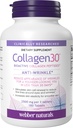Webber Naturals Kolagēns30 Pretgrumbu, 2500mg bioaktīva kolagēna peptīdi Per Servē, 180 tabletes, palīdz samazināt dziļas grumbas, smalkas līnijas un stimulē ādas šūnas, nav ĢMO, Piens un lipeklis bez