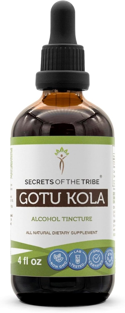 Noslēpumi Tribe Gotu Kola Tincture Alkohola šķidruma ekstrakts, Gotu Kola (Centella Asiatica) Kaltēts Herb (4 FL OZ)