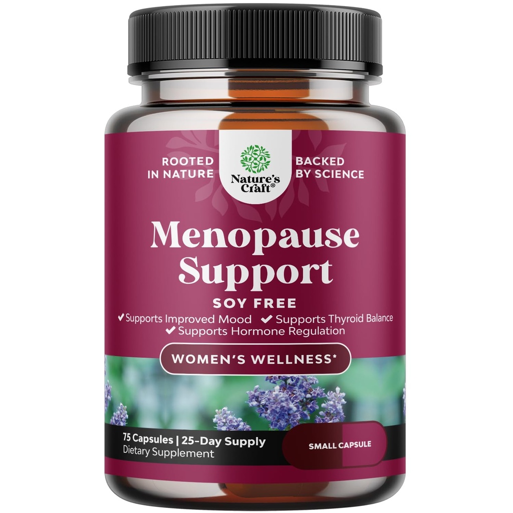 Complete Herbal Menopause Pielikums sievietēm - bez sojas Sieviešu Hormonu Balansa kapsulas nakts Sviedri Karstās Flashs & Mood Šūpoles ar Dong Quai, Chaste Berry & Black Cohosh Saknes - 75 Count Pack