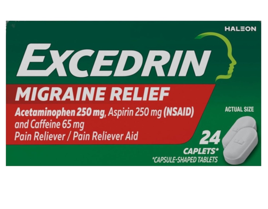 Ekscedrīns Migrēna Sāpes Reliver Caplets 24 ea