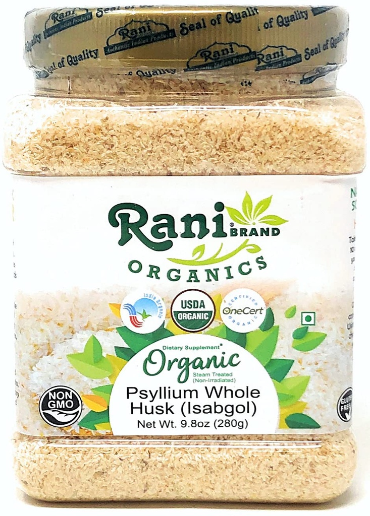 Rani Organics Psillijs Visa Husk Pulveris (Isabgol), Diētiskā Fiber Papildinājums, USDA Organic 9.8oz (280g) PET Jar ~ All Natural ” Vegan ” lipeklis Draudzīgi ” Non-GMO ” Indijas izcelsme