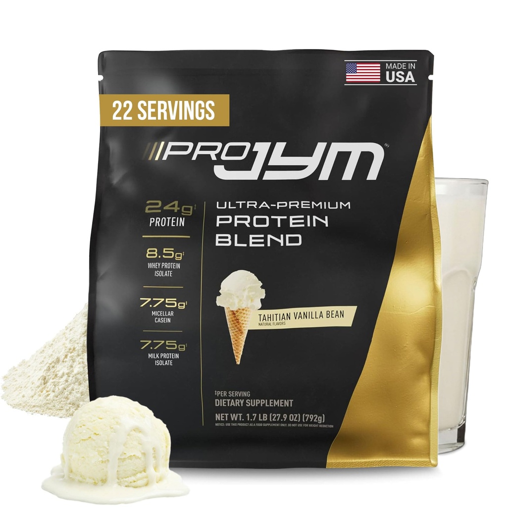 JYM Papildzinātnes Pro JYM Taitian Vanilla Protein Pulveris - sūkalu olbaltumvielu izolāti, kazeīns, & piena proteīns, Lean muskuļu ēka vīriešiem un sievietēm, 22 Kalpo