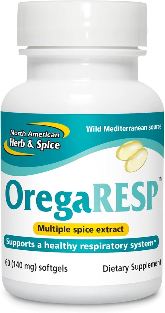 NORTH AMERICAN HERB & SPICE OregaResp P73-60 Softgels - atbalsts imūnā un respiratorā veselība - vairāku garšvielu eļļas komplekss ar Oreganol P73 Oregano eļļu - ne-GMO - 30 Servē