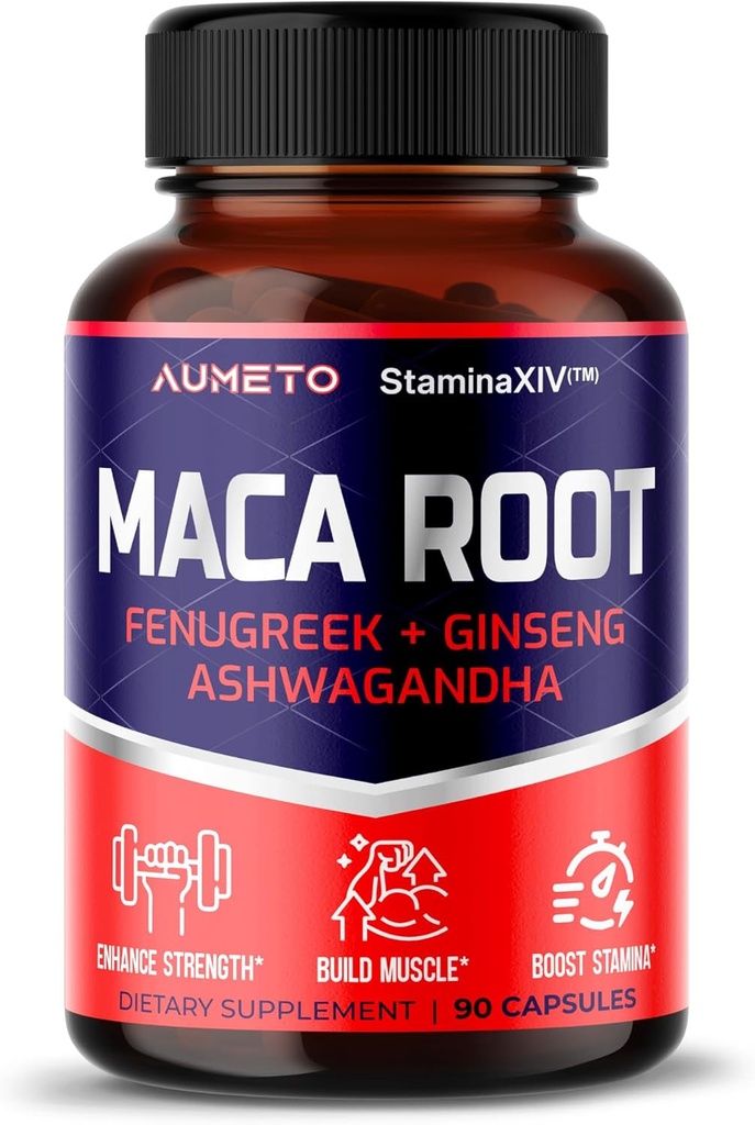 Maca Root Papildinājums - Advanced 12-in-1 Formula ar Ashwagandha, Grieķu, Panax Ginseng muskuļu augšanu, izturību un veiktspēju - Ražots ASV (90 Count (Pack of 1))