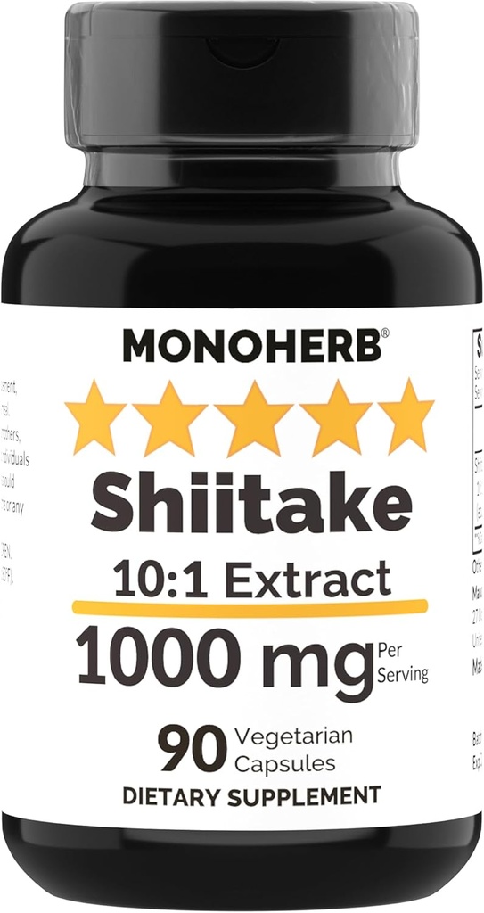 MONOHERB Šitake sēņu ekstrakts 1000 mg - 90 Veģetārās kapsulas