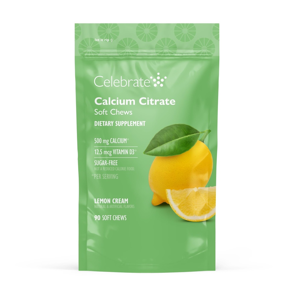 Atzīmējiet vitamīnus Bariatrika 500 mg Kalcija citrāts Soft košļājamās rotaļlietas ar 500 SV D3 vitamīna – būtiski kuņģa apietu pacientiem un kaulu veselībai - bez cukura un glutēna, citronu (90 košļājamās rotaļlietas)