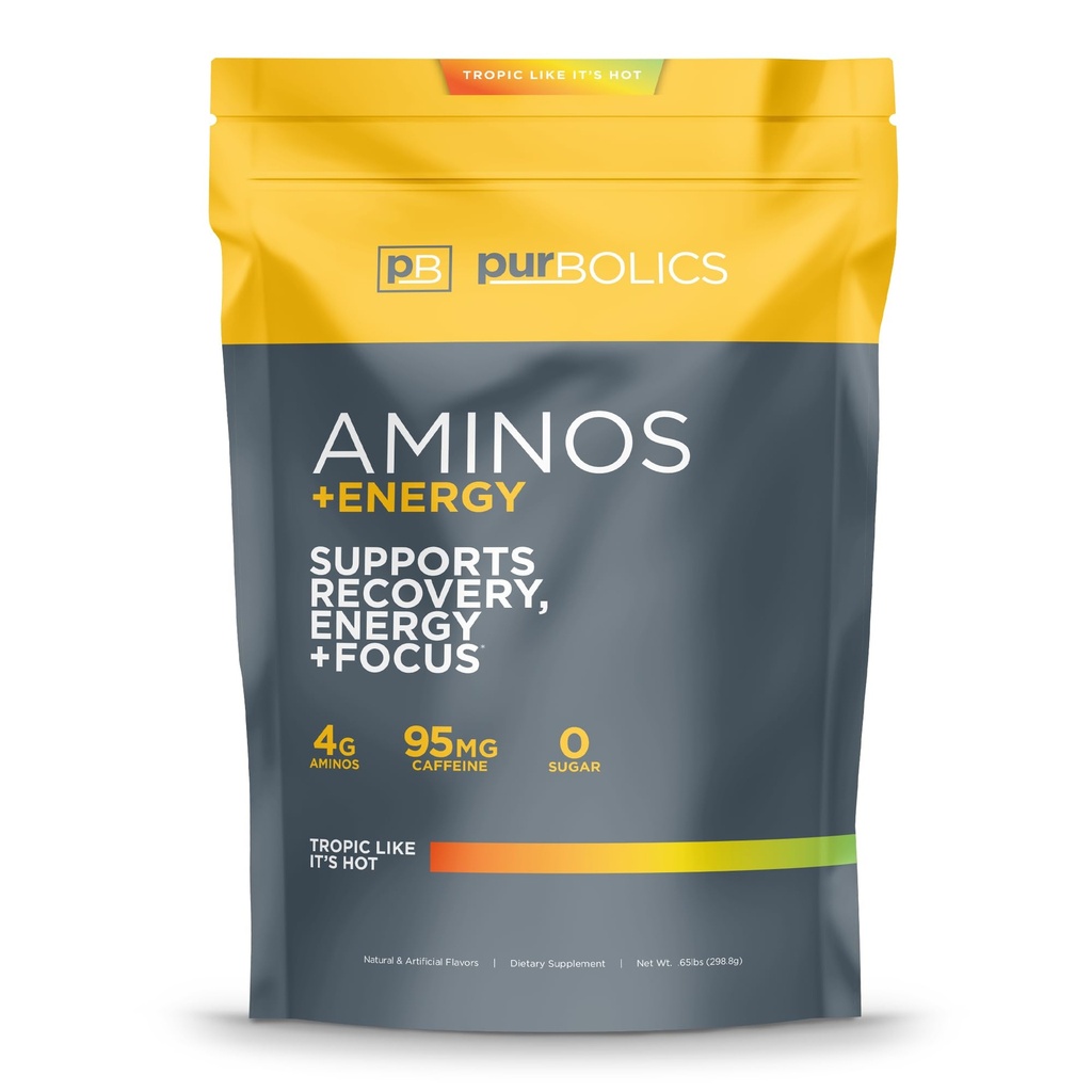 Purbolics Aminos + Enerģija ; Atbalsta Atveseļošanās, Enerģija & Focus ; 95mg kofeīna, 0 Cukura un 60 Kalpo (Tropic Tāpat kā tas ir karsti)
