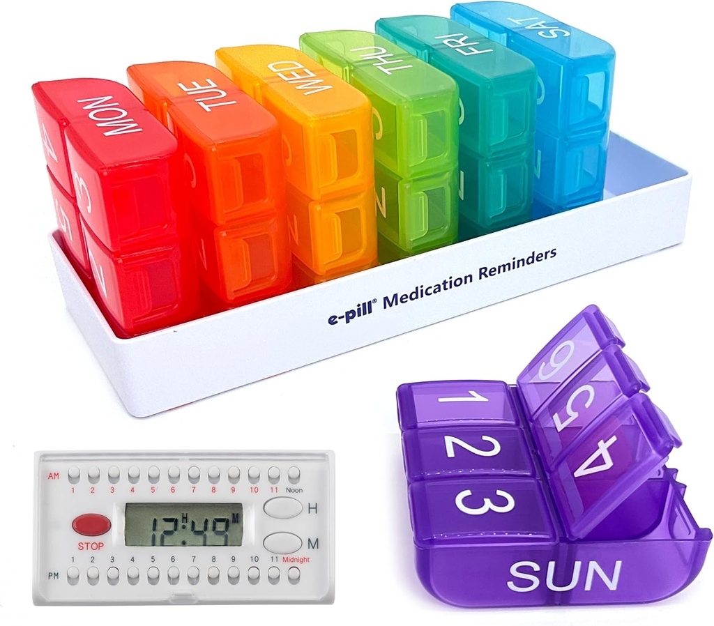 e-pill 6 reizes dienā x 7 dienā Pill organizētājs, vitamīnu un zāļu Pill Box atgādinājums - ar 6 trauksmes taimeris (balts)