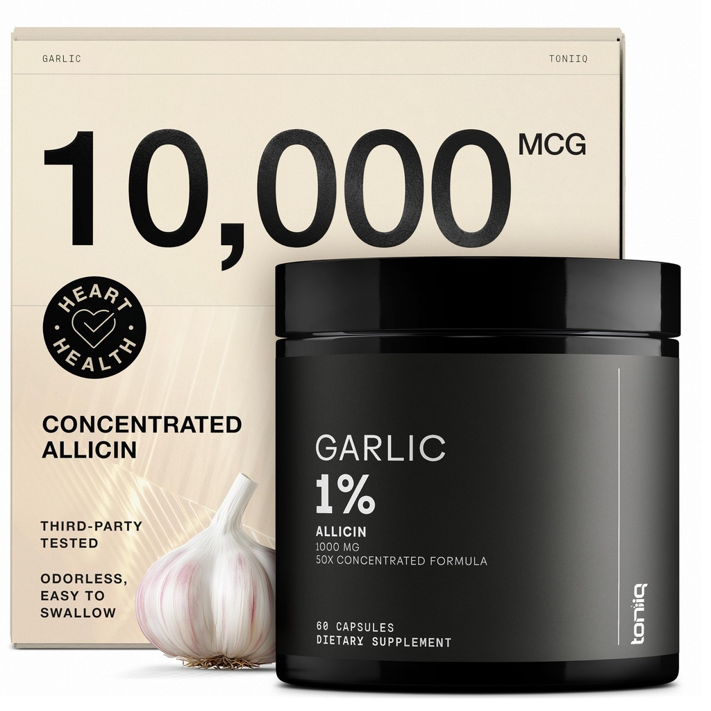 Ķiploku kapsulas ar 10 000 mcg Allicin - bez smaržas - 50:1 Ekstrakts maksimālai potencei - pārbaudīts trešās puses laboratorijā - 60 veģetārās kapsulas