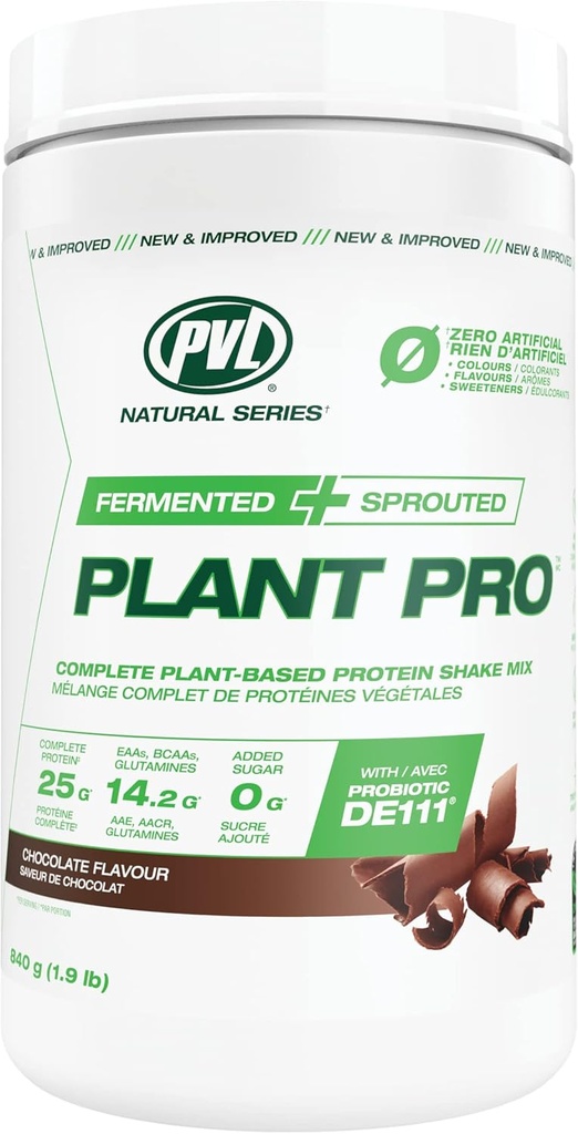 PVL Plant Pro, augstas olbaltumvielas augu olbaltumvielas sakratīt maisījumu ar pievienotiem enzīmiem, dabiskā šokolāde, 840 Gram