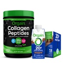 Orgain Zāle ar kausētu ūdeni Hidrolizēts kolagēns Peptīdi Proteīna pulveris - Paleo & Keto Friendly, Aminoskābes papildinājums, uzlabots un zāles kausēts tīrs proteīns Shake, krēmveida šokolādes fuksīns - uztura aizstājējs
