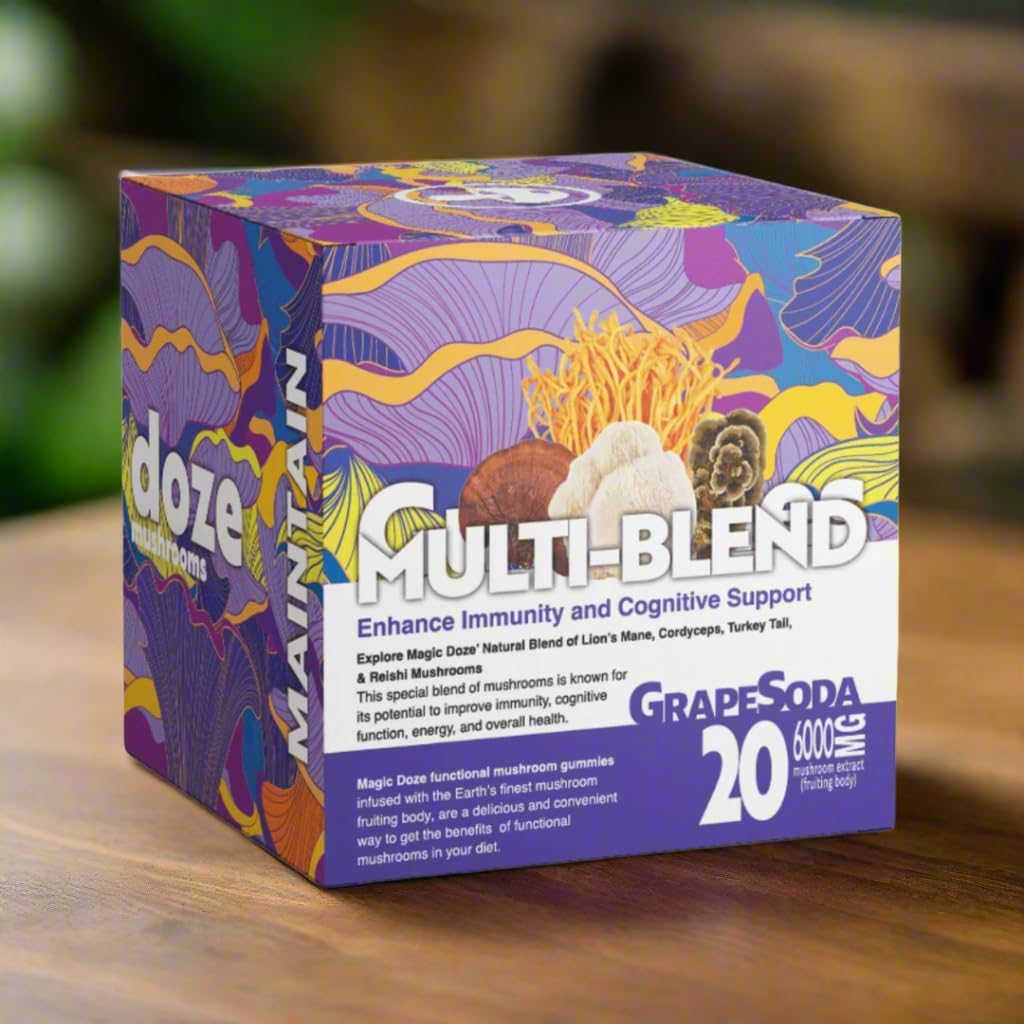 Magic DozeTM Uzturēšana: Daudzsulu Sēnes Gumijas, 6000mg Lauvas Mane, Cordyceps, Reishi, un Turcija Aste Augļķermenis, 20 Vegan Gumijas uz vienu pudeli