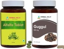 HERBAL HILLS Alfalfa tabletes un Guggul kapsulas Guggulu iepakojums ar 2 Combo