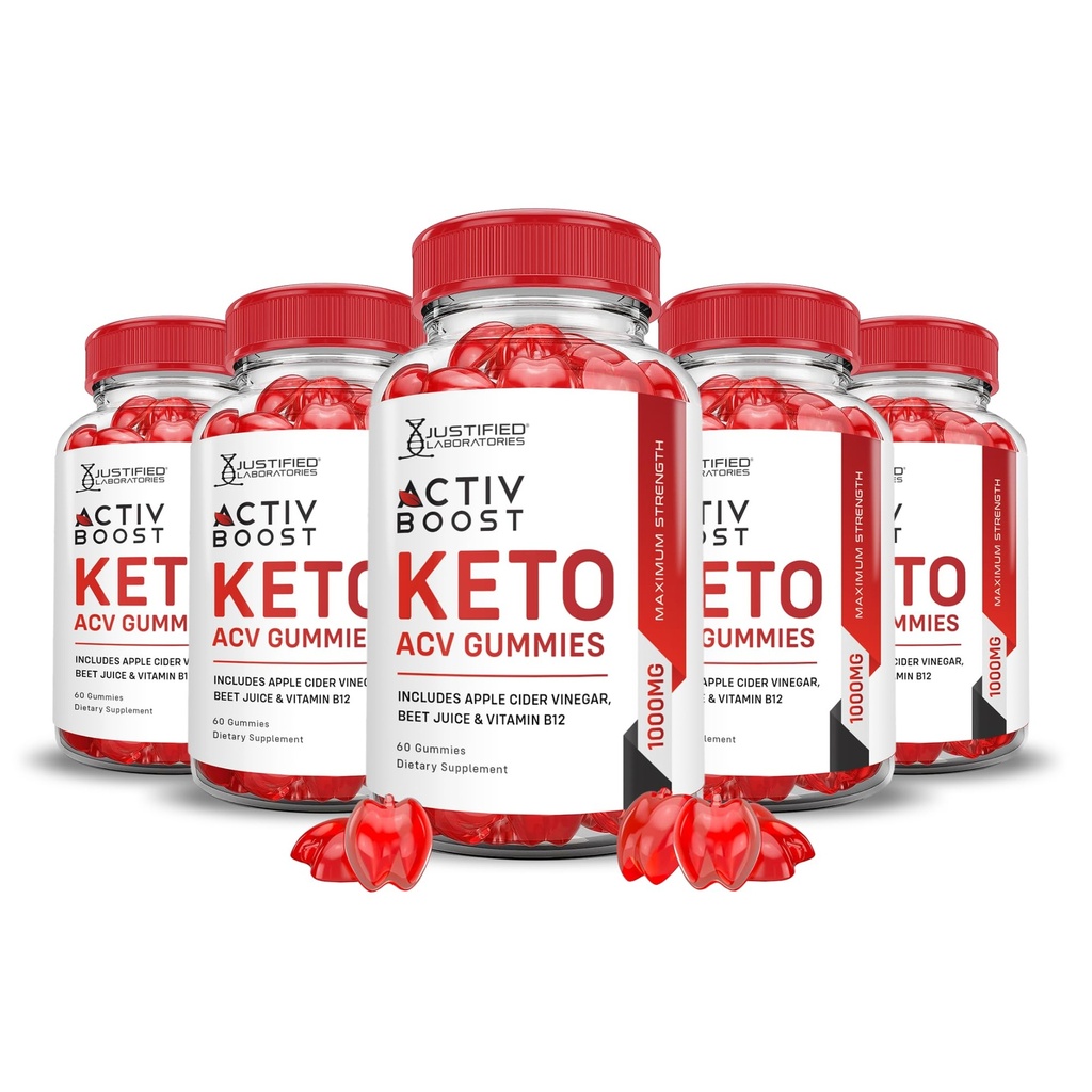 Tikai laboratorijas (5 Pack Activboost Keto Acv Gummies Advanced Formula 1000MG Active Boost Formulēts ar granātābolu biešu sulu pulveris B12 Vegan Non ĢMO 300 Gumys