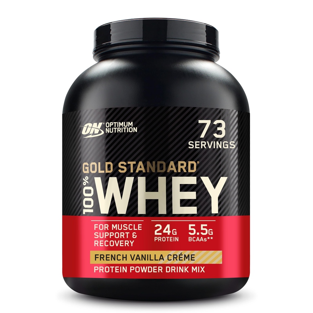 Optimum Nutrition Gold Standard 100% Whey Protein Pulveris, Francijas Vanilla Crème, 5 mārciņa (iepakojums May Vary)