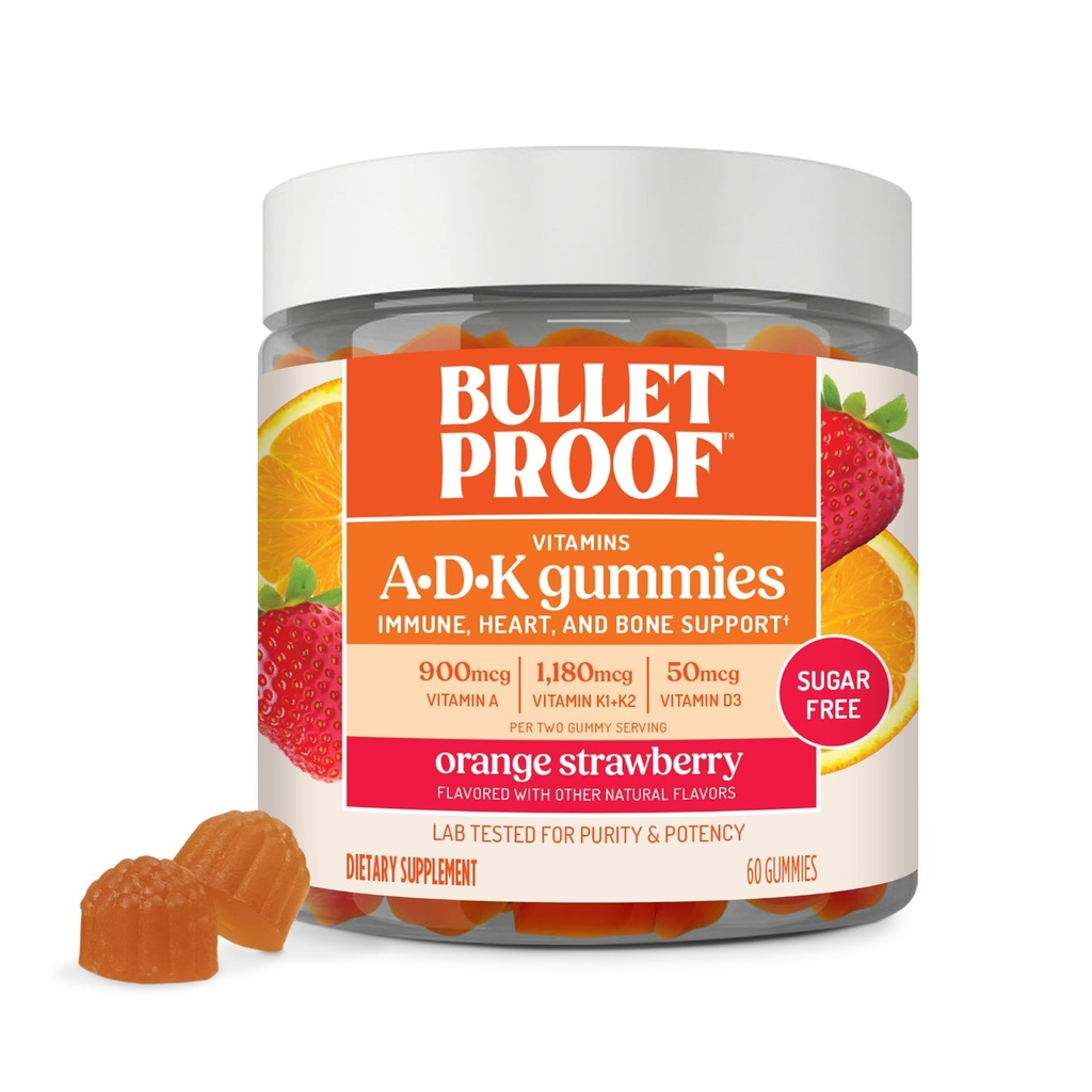 Barības necaurlaidīgs Bezcukura Orange Strawberry Vitamīni A+D+K Gumies, 60 Count, Keto Papildinājums sirds, Kaulu un Imūnās Atbalsta, Jauna un Uzlabota Formula un Tekstūra, Iepakojums May Vary