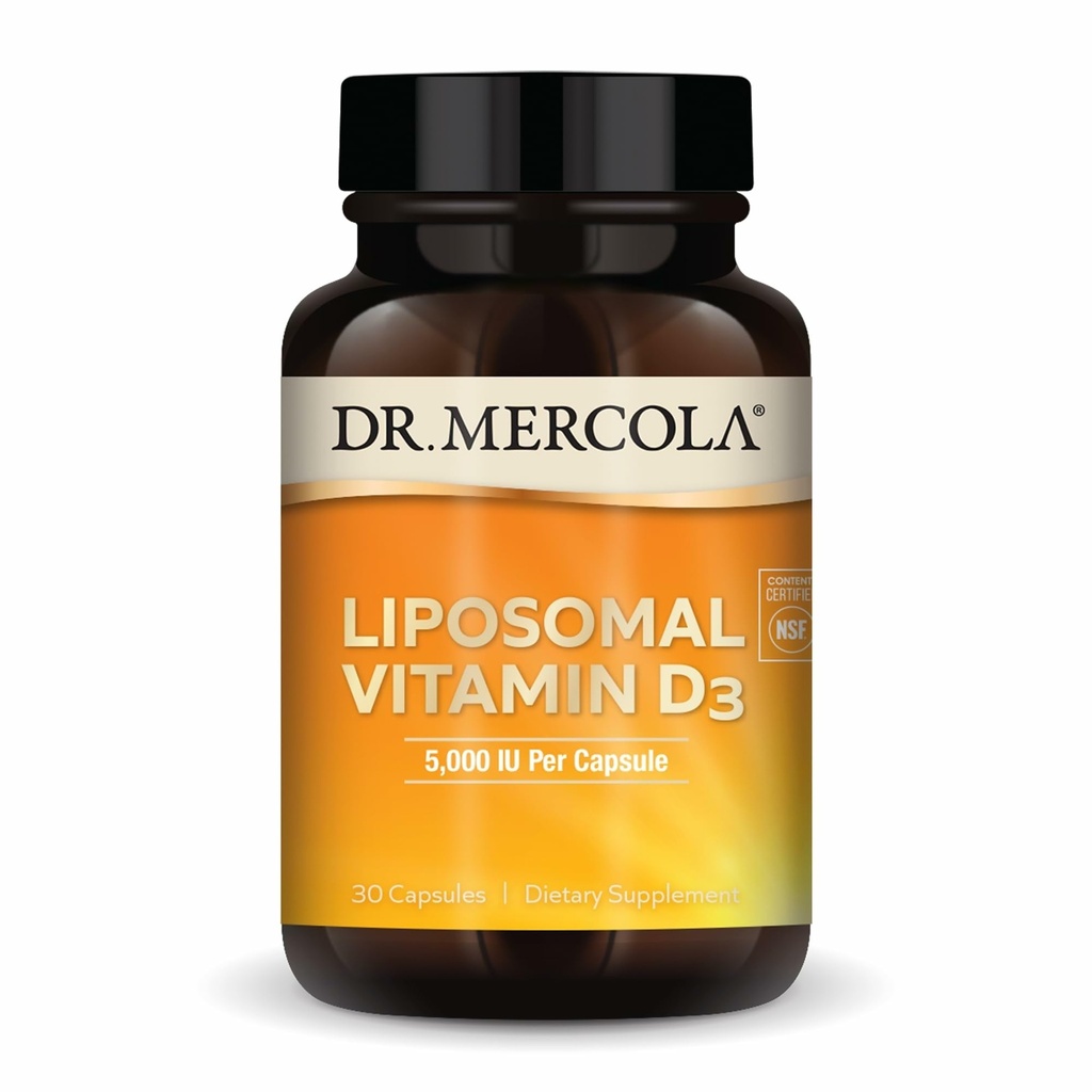 Dr. Mercola Liposomālais vitamīns D3 - Atbalsta sirds, kaulu un imūno veselību - 5,000 SV Per Servējumā - Ne-GMO, Bez sojas un lipekļa - 30 kapsulas (30 Servē)