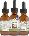 RawGuru vitamīna K2 Papildinājums - Organiskais vegan K2 vitamīns MK7 ar minerālvielām, kas ir ar nanoprocesu un imūno atbalstu, Tinktūra - 30 Vegan pilieni uz 30 ml, iepakojumā 1