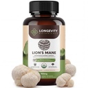 Organic Lions Mane Papildkapsulas (120) ; Pure Fruiting Body 8:1 High Strength Sēņu ekstrakts ; 20% Beta-D Glucans; 7,200mg Raw Equivalent Per Servē; Focus, Memory, Gut & Brain Support