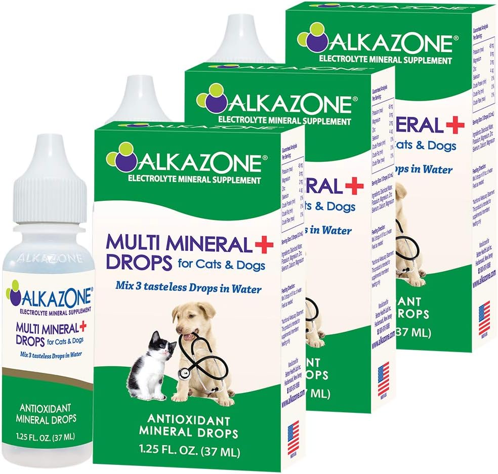 Alkazons Alkalīna daudzminerālu pilieni kaķiem un suņiem -- Minerāls Rich Alkalīna pilieni -- Garšvielas un bez uzliesmojuma -- 1 Pack Yields 10 Gallons -- Servē 3. izmēra pilienus - 120 Pakalpojums (3 paka)