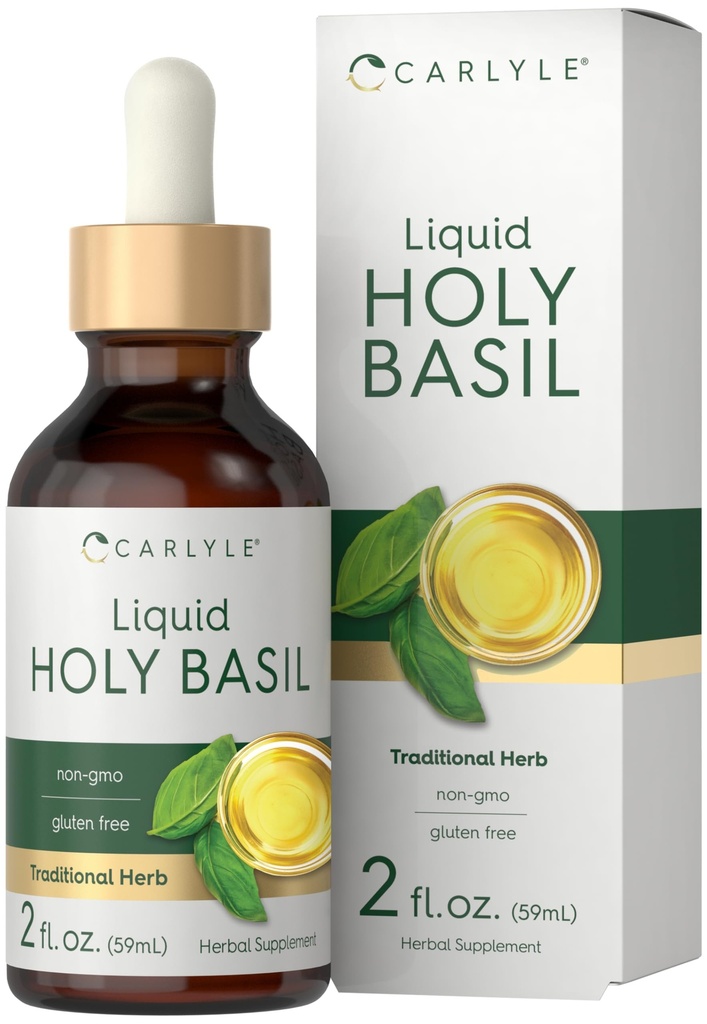 Carlyle Holy Basil Tincture - 2 Fl Oz - šķidruma ekstrakts papildinājums - Tulsi Leaf - Veģetāru pilieni - Non-GMO, bez lipekļa