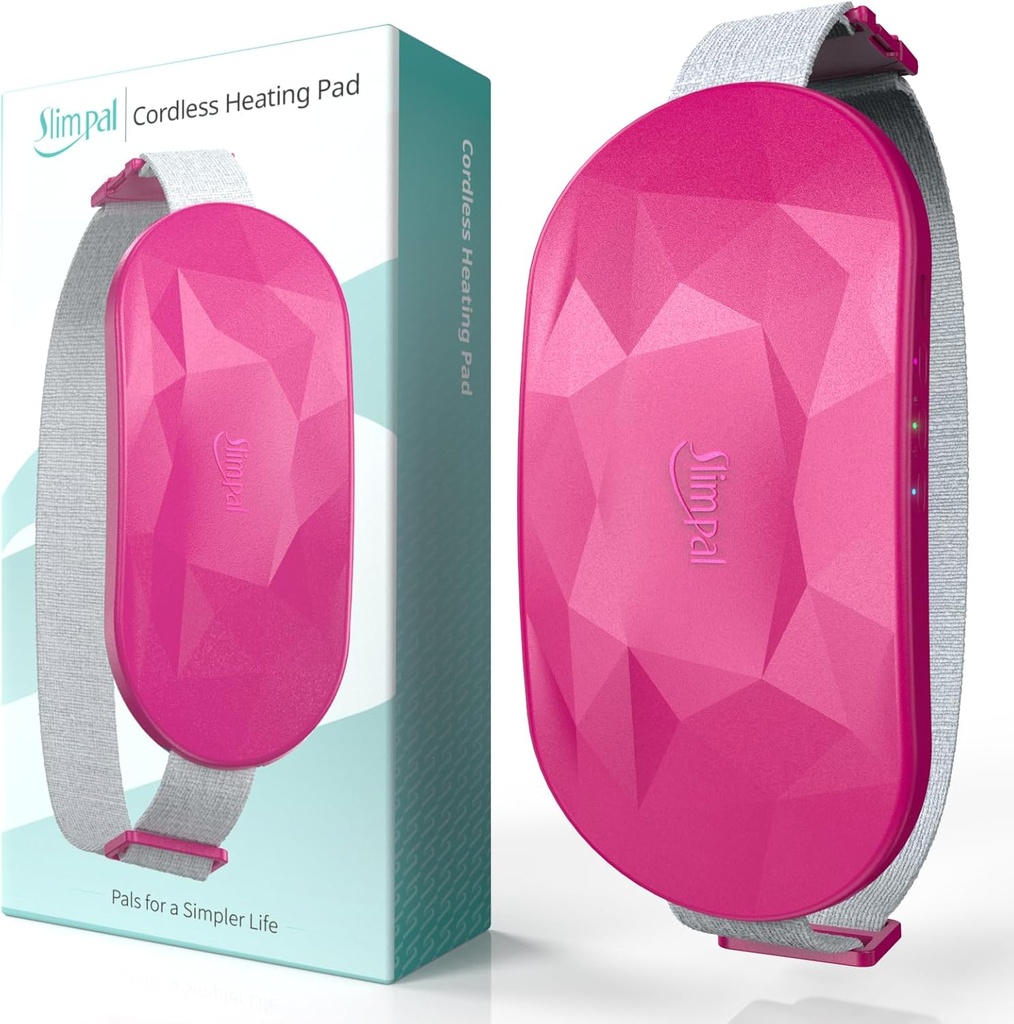 Slimpal Portable Apkures Pad periodam Krampji, Elektriskie Bezvadu Atgriezties Belly Waist Apkures Pad Menstrual Krampja Relief, Uzlādējamas Valkājamas Siltuma Josta Dāvanas viņas sievietēm Meitene sieva, Tumši rozā