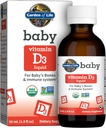 D3 vitamīns, 600 SV (15 μg) Organisks šķidrs D vitamīns zīdaiņiem un bērniem, atbalsts zīdaiņu kauliem un imūnai sistēmai, bez lipekļa un ne-GMO, 56 ml (1,9 fl oz) šķidrums