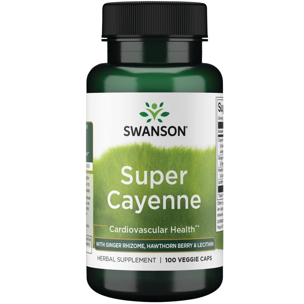 Swanson Super Cayenne with Ginger Rhizome and Hawthorn Berry, 100 Veg Caps