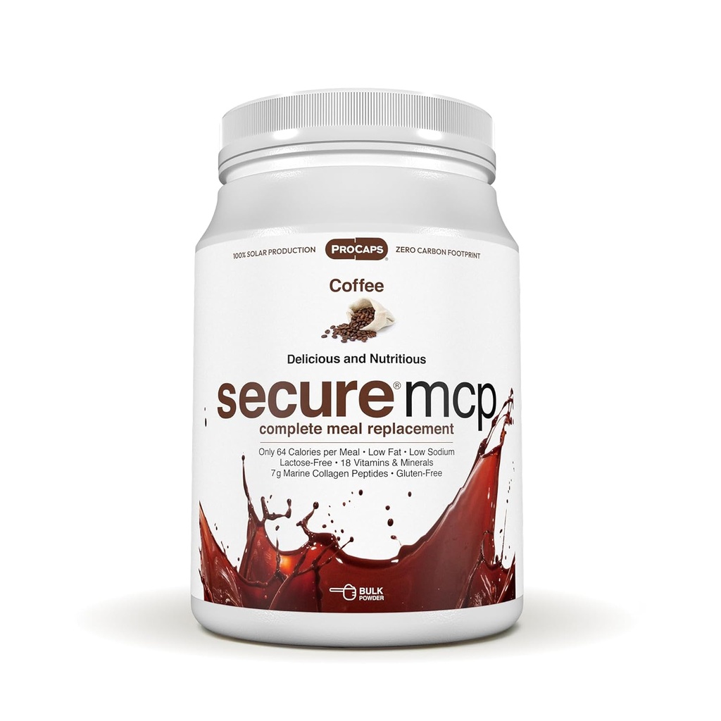 ANDREW LESSMAN Secure MCP Complete Meal Replacement - Kafija 10 Kalorijas, Zems Fat, 7 Grams Marine Kolagēna peptīdi, Veicina Radiant gludu mīkstu ādu, Ērti savienojumi