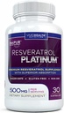 Resveratrol Platinum Antioksidanti Papildinājums: Jaudīga pretnovecošanās formula ar tīru, dabas Trans Resveratrol imūno atbalstu, Vitality un smadzeņu veselību, 30 Gluten bezmaksas Veggie kapsulas