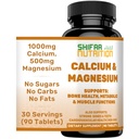 SHIFA NUTRICION Halal Kalcijs Magnija papildinājums w/Vitamīns D3 • Kalcijs 1 000 mg, Magnijs 500 mg • 30 Kalpojumi, ne-GMO • Struktūra un kaulu stiprums, Zobi, Sirds un asinsvadu un muskuļu atbalsts