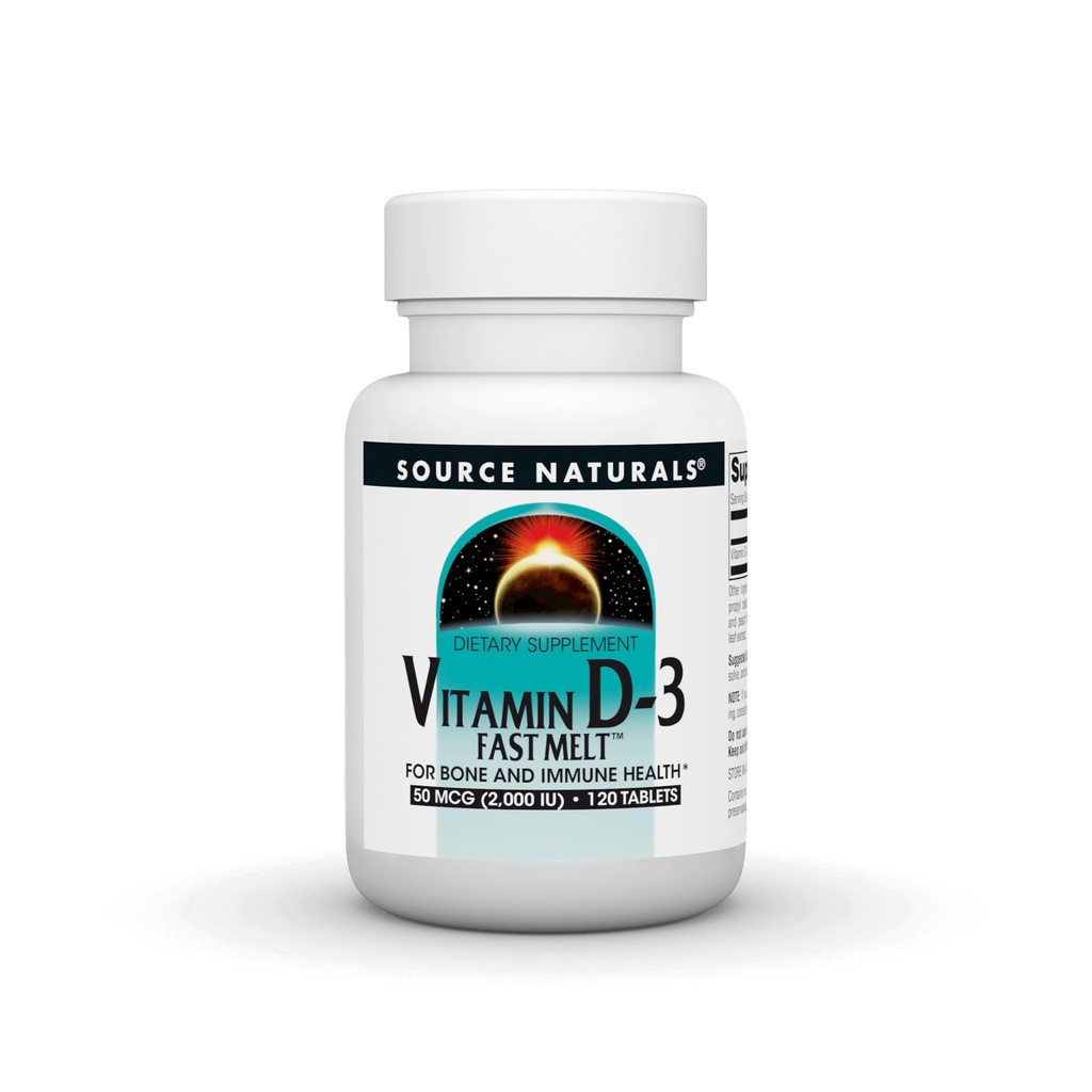 Avots Dabas vitamīns D- 3 Ātri kust, atbalsta kaulu un imūno veselību* - melnā ķiršu persiku Flavor - 120 ātras kušanas tabletes