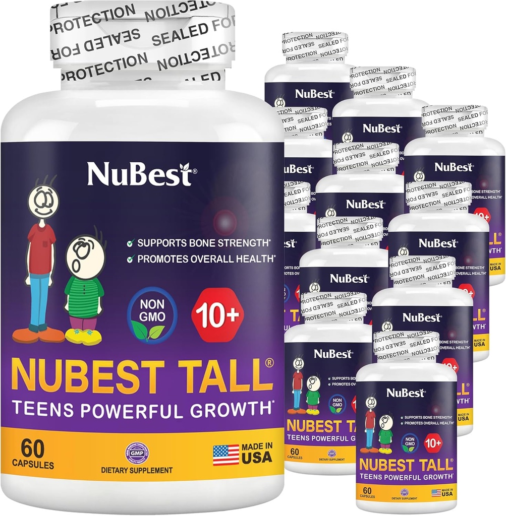 NuBest Tall 10+ Premium Kaulu stipruma formula, pastiprināta imunitāte un vispārējā veselība vecumam 10+ ar kalciju, vitamīnu D3, vitamīnu K2 un multivitamīniem            