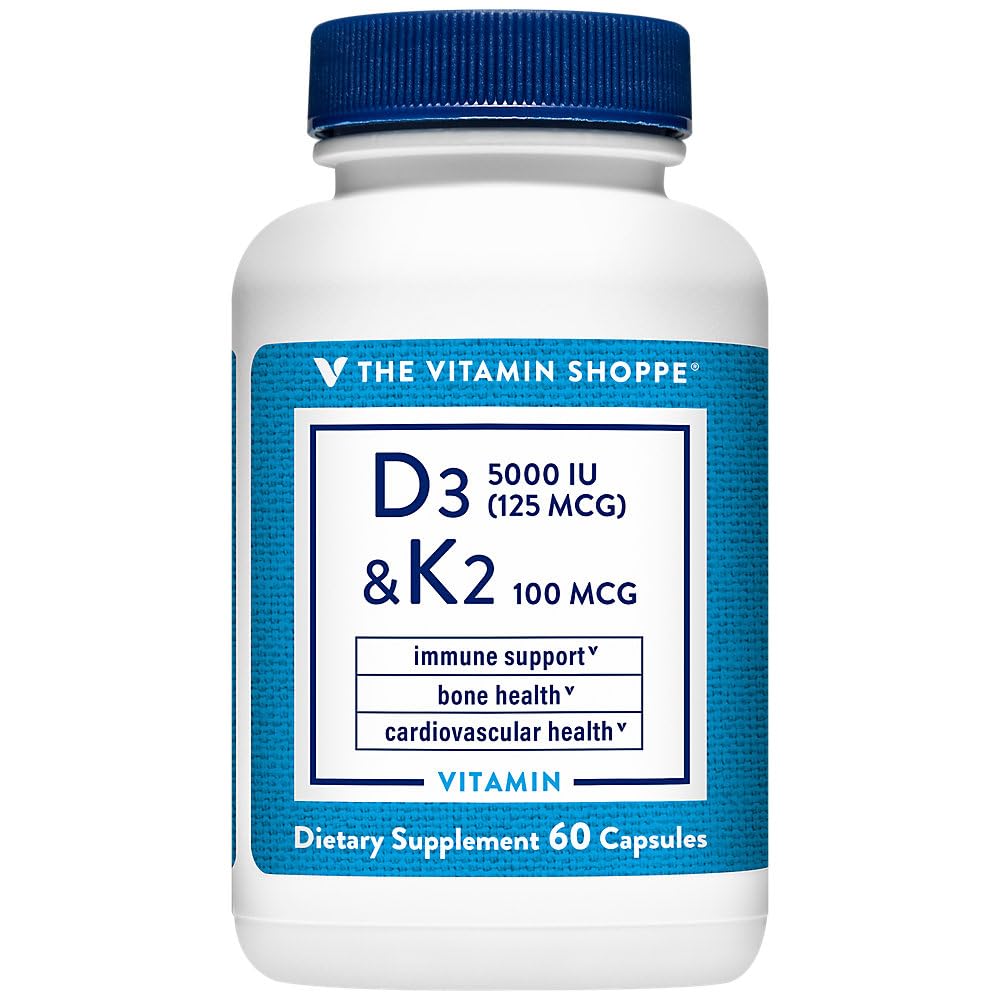 D3 vitamīns & K2 - Imūnsupporta un kaulu veselība - 5 000 SV (60 kapsulas)