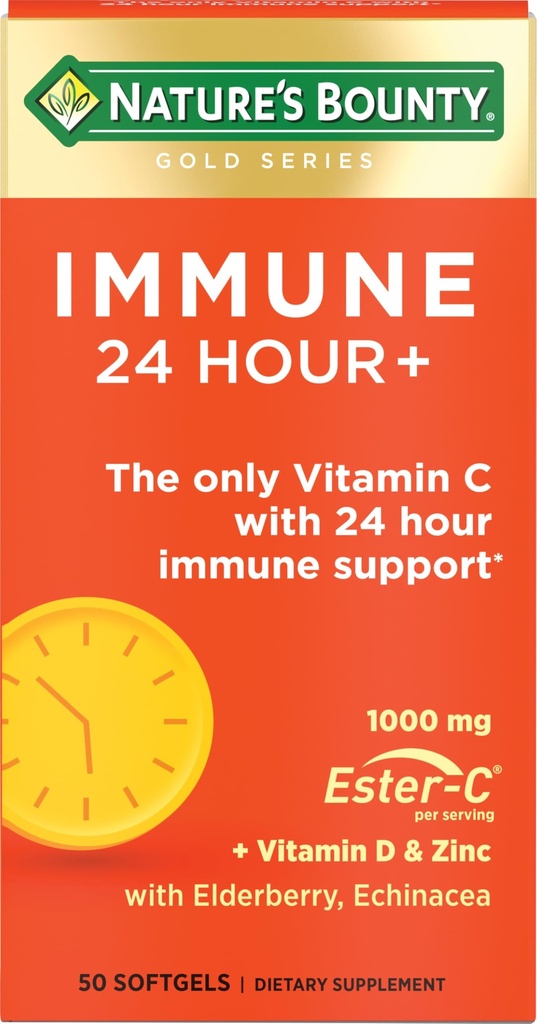 Nature's Bounty Immune 24 Hour +, 2 Softgels per Day, 50 Count