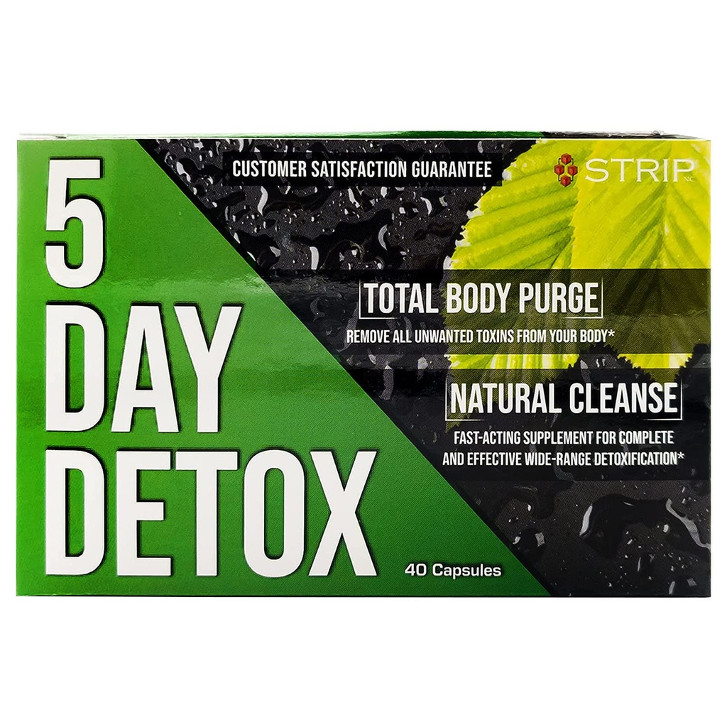 Strip 5 Day Detox Attīriet - Pilnīgs ķermeņa tīrīšanu ; Noņemt Toksīnus un Nevēlamas Piemaisījumi - Dabīgs, Veselīgs Tīrīšanas Atbalsts aknām, Urīna Tract, Nieres, Gremošanas Sistēma - 40 Kapsulas