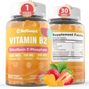 Vitamīns B2 Gumijas, Riboflavin 400mg ar magniju un CoQ10 Migraine Relief & Relief - galvassāpes, bez cukura, vegāna, zemeņu Flavor, 60 Skaits