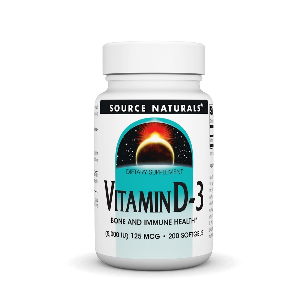 Avots Naturals Vitamīns D-3 5000 iu Atbalsta kaulu un imūno veselību* - 200 softgels