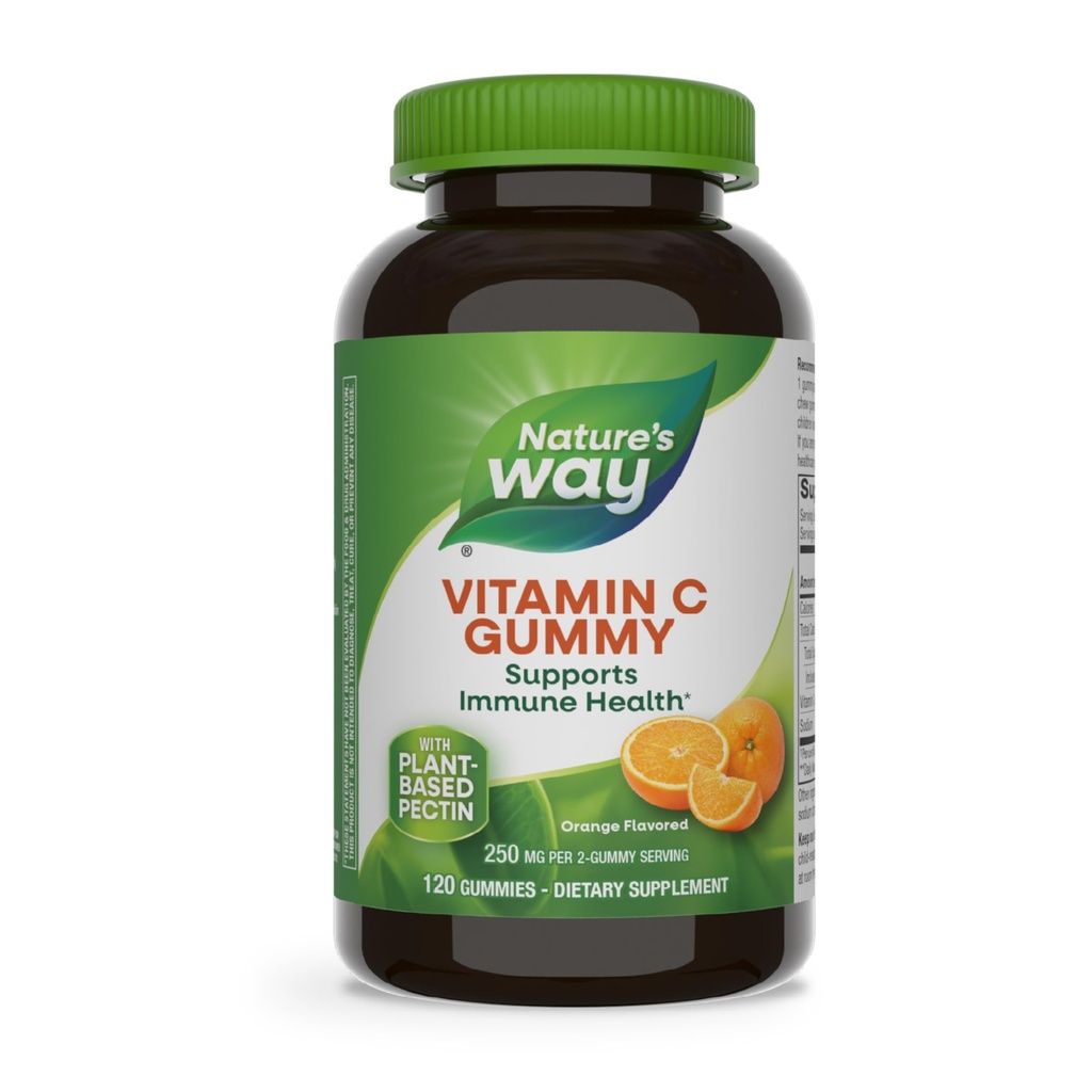Dabas ceļš C vitamīns Gumijas, atbalsts Imūnveselība*, antioksidants, 250 mg uz 2 g/m2 Kalpo, Gummy Vitamīni, Orange Flavored, 120 Gumijas