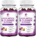 Aknas attīra Detox & Remonts Gummies - Extra Strength 14 in 1 Aknu atbalsta papildinājums w/Milk Thistle Silymarin,Dandelion, Artichoke Extract & Elderberberry - Nav cukura, aknu veselības papildinājums -120 Ct