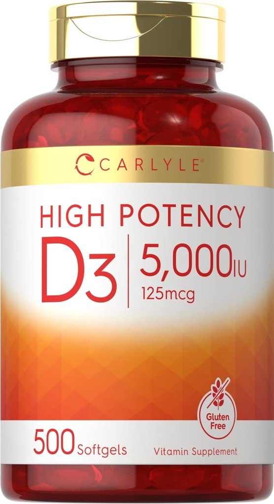 D3 vitamīns 5000 SV Softgels - 500 Skaits - - Vērtība Izmērs - Non-GMO un bez lipekļa papildinājums - Augstas potences formula - 125mcg